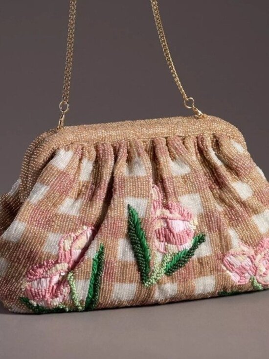 Anthropologie Handbags - Anthropologie Beaded Wildflower Clutch